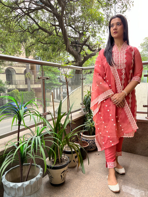 SAANJH CORAL PAKISTANI ORGANZA SUIT