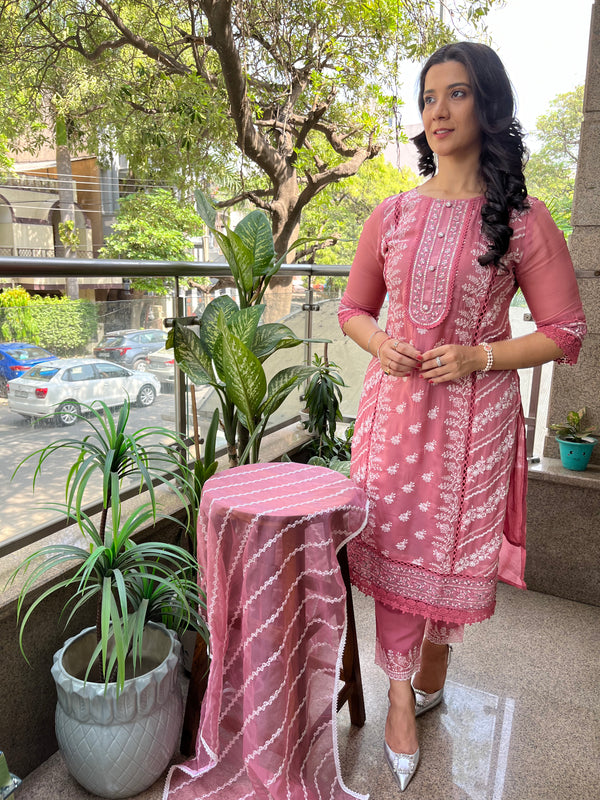 SAANJH PINK STRAIGHT SUIT