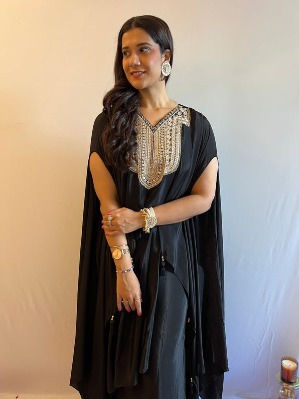 LUXE JASHN BLACK DRAPE SET