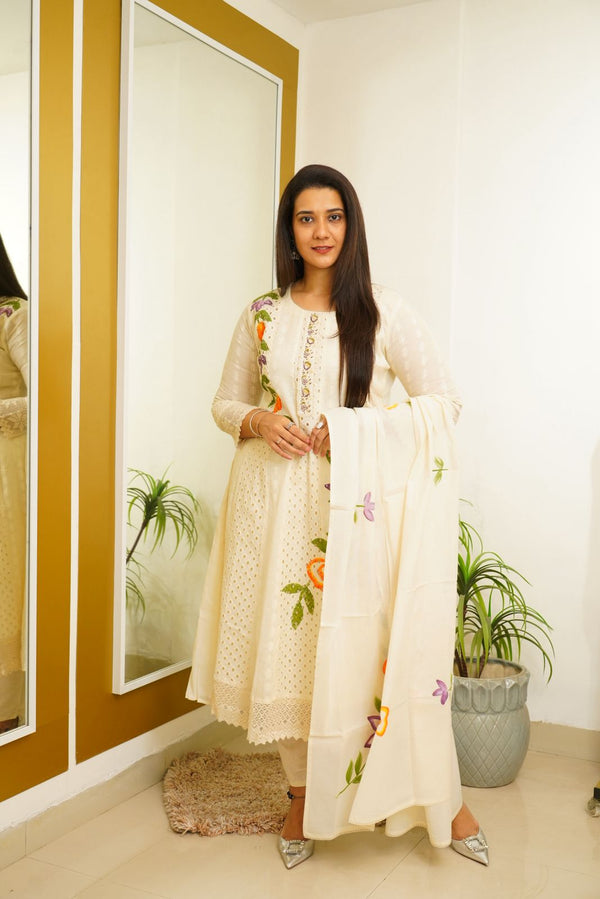 COTTON FLEX HANDPAINTED ANARKALI SUIT