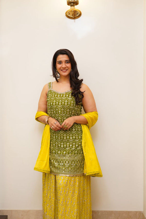 NEON GREEN SHARARA SET