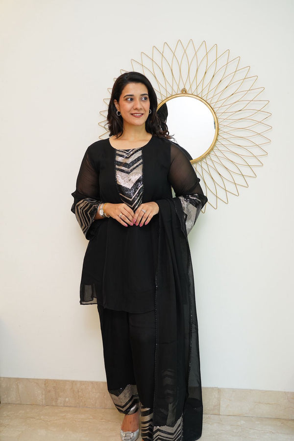 BLACK SUIT WITH FARSHI SALWAR