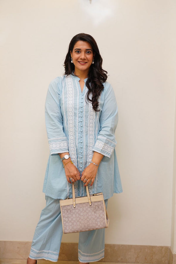 Blue Coordset with Lace