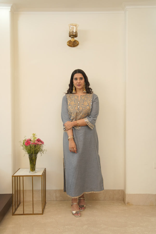 DENIM STYLE LONG KURTA