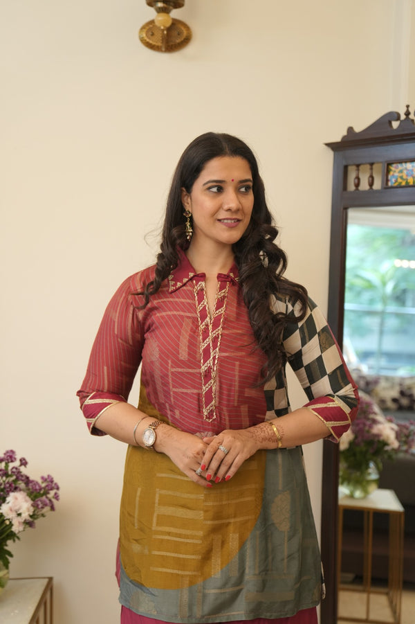 BROCADE SHIRT STYLE COORD