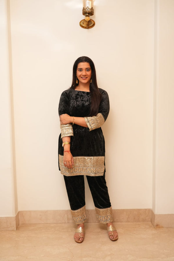 VELVET VOWS- BLACK COORD WITH GOTA WORK